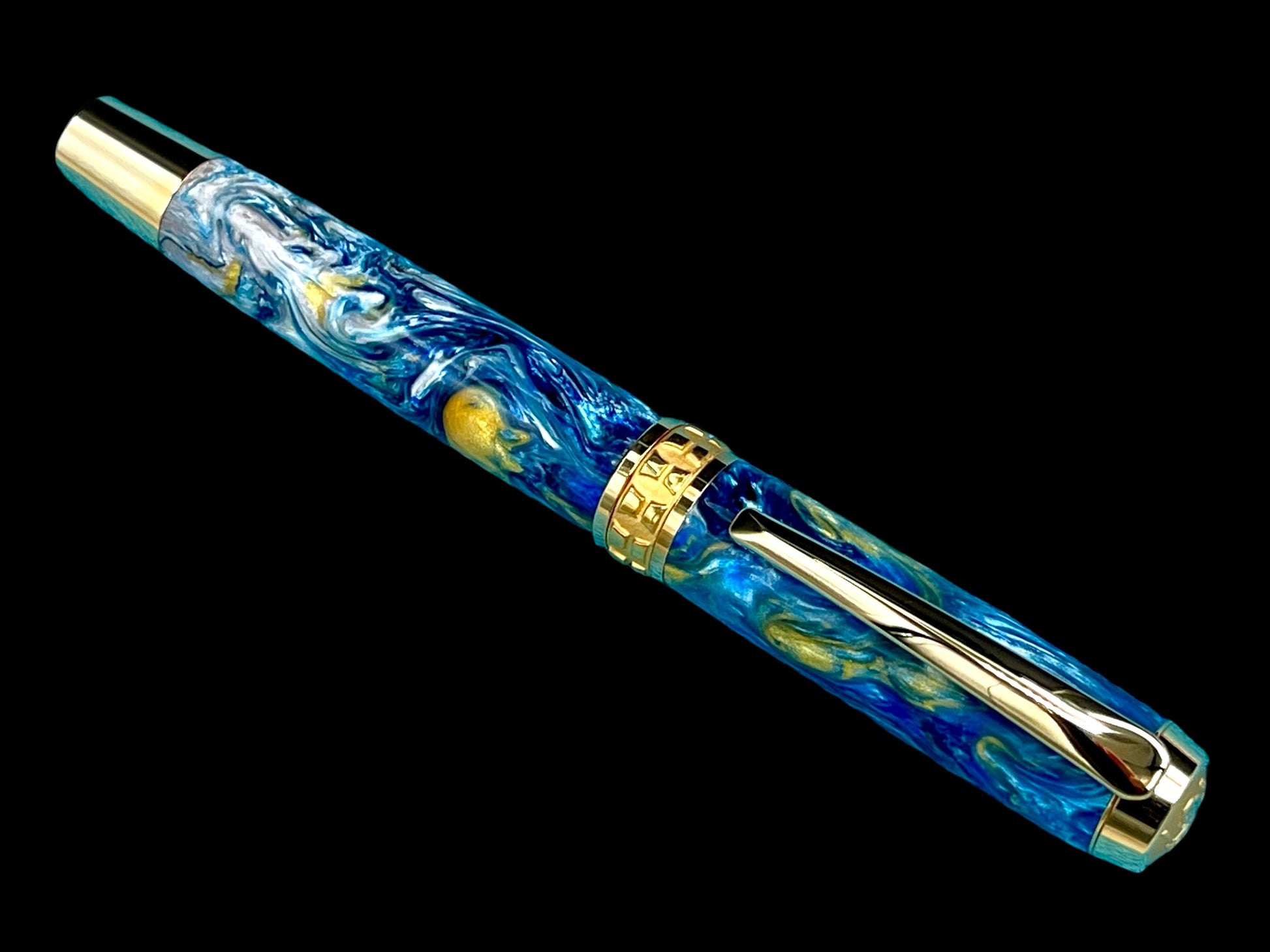 Highlander~Handmade Luxury Gold Fountain Pen, One of a Kind Writing Instrument, Handcrafted in CO. Ink, Converter, Sleeve, & Box Included. (ML-FP-0925-01) - HighlanderPen