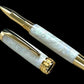 Elegant "Pearly Opal" Gold Rollerball Pen, Artisan Handcrafted Writing Instrument. Handmade Custom in Colorado. One of a Kind. - HighlanderPen