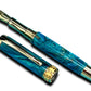 Elegant “Teal/Black/Gold” Handcrafted Luxury Gold Fountain Pen, One of a Kind, Handmade in Colorado. Ink, Converter, Sleeve, & Box Included. - HighlanderPen