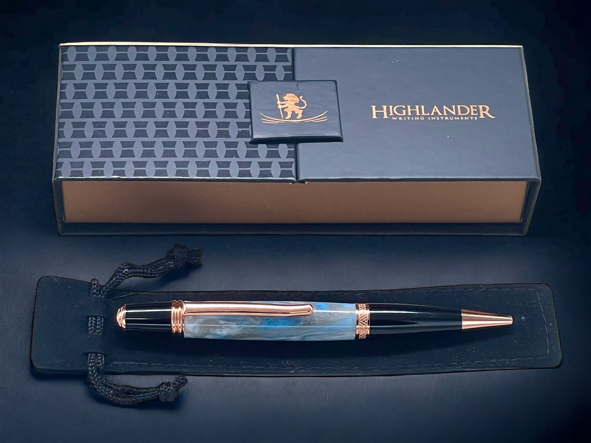 Sky Blue, Silver, and White Pearlescent Acrylic Ballpoint Pen. Luxury and Precision. Handmade in Colorado. - HighlanderPen