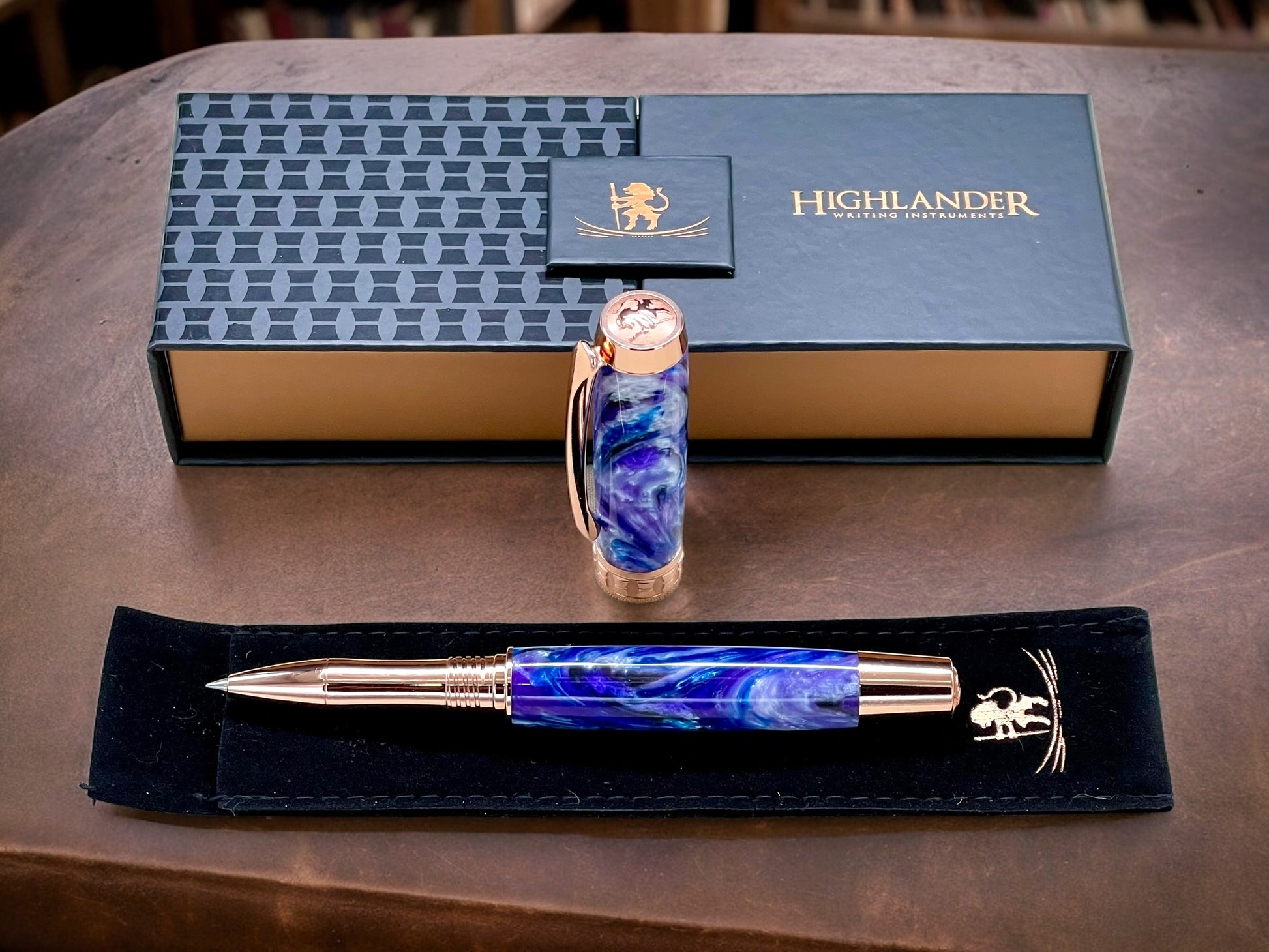 Elegant “Purple Rain”, Rose Gold Acrylic Rollerball Pen, Artisan Handcrafted Writing Instrument. Handmade Custom in Colorado. One of a Kind. - HighlanderPen