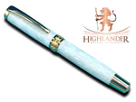 Elegant “Pearly Opal” Handcrafted Luxury Gold Fountain Pen, One of a Kind, Handmade in Colorado. Ink, Converter, Sleeve, & Box Included. - HighlanderPen