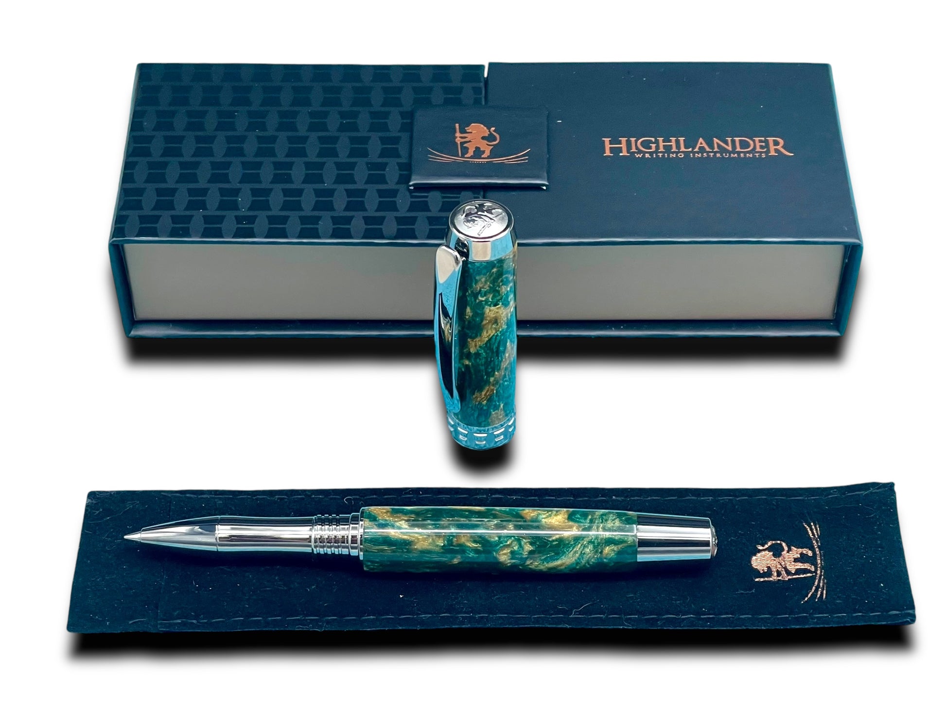 Timeless “British Racing Green” Black Titanium Rollerball Pen, Artisan Handcrafted Writing Instrument. Handmade in CO. Ink, Sleeve, & Box Included - HighlanderPen