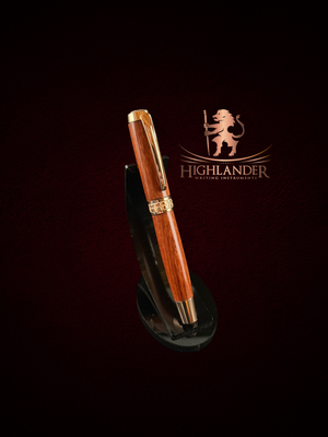 Exotic Bloodwood | Red Gold Rollerball by Highlander | Artisan Handcrafted Gift