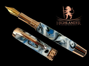 Rose Gold Elegant Handmade Fountain Pen, One of a Kind, Handcrafted in CO by Highlander Pen. Ink, Converter, Pen Sleeve & Box Included. [ML-FP-11017-01]