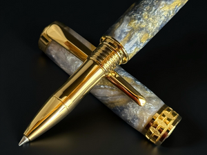Reflections | Gold Rollerball Pen | Handmade Gift for Writers and Journalers | One-of-a-Kind Luxury Pen by Highlander