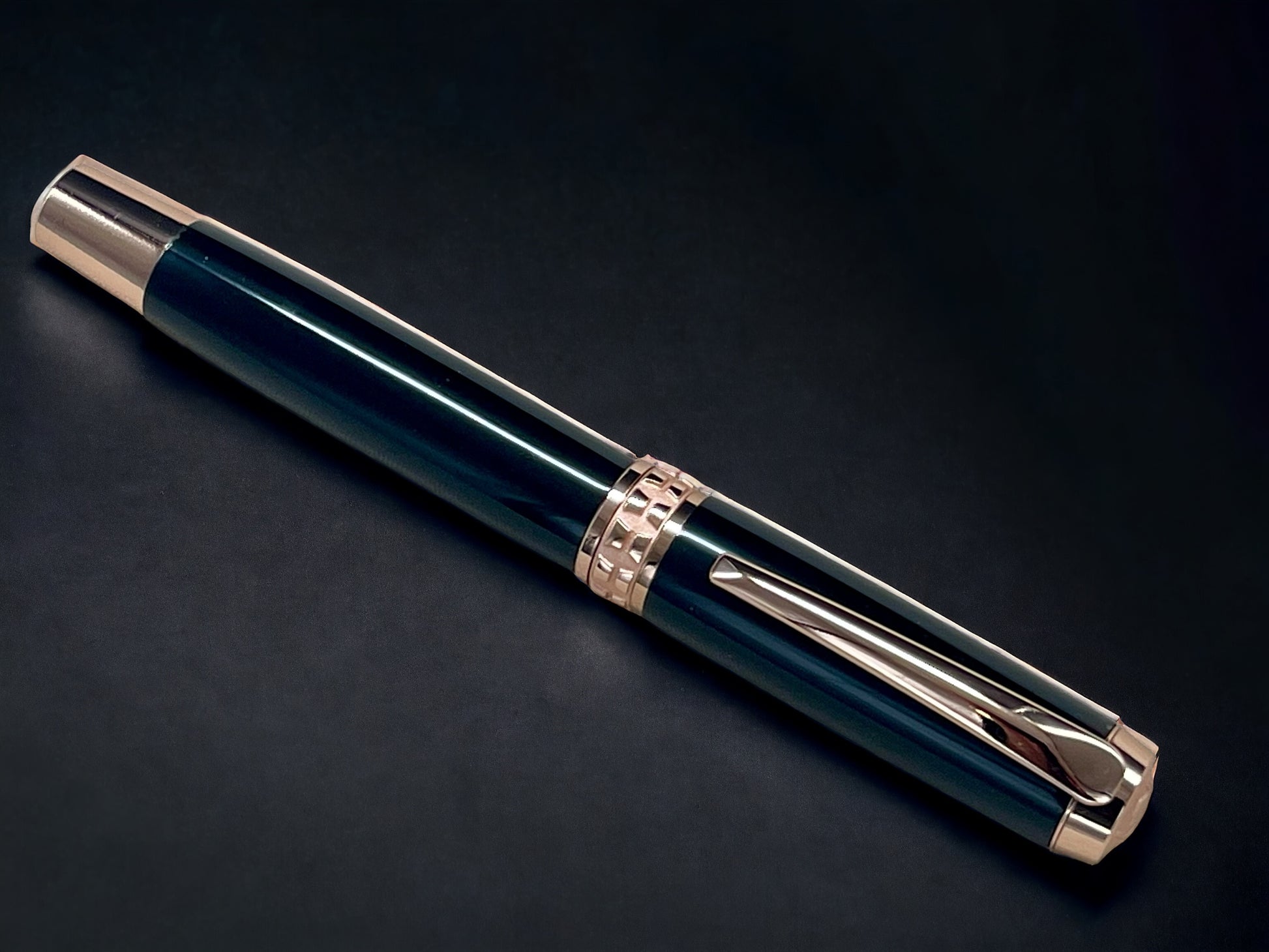 Exotic Gaboon Ebony, One of a Kind, Rose Gold, Handmade Rollerball Pen. Artisan Rare & Unique, Completely Handcrafted  in Co, USA. - HighlanderPen