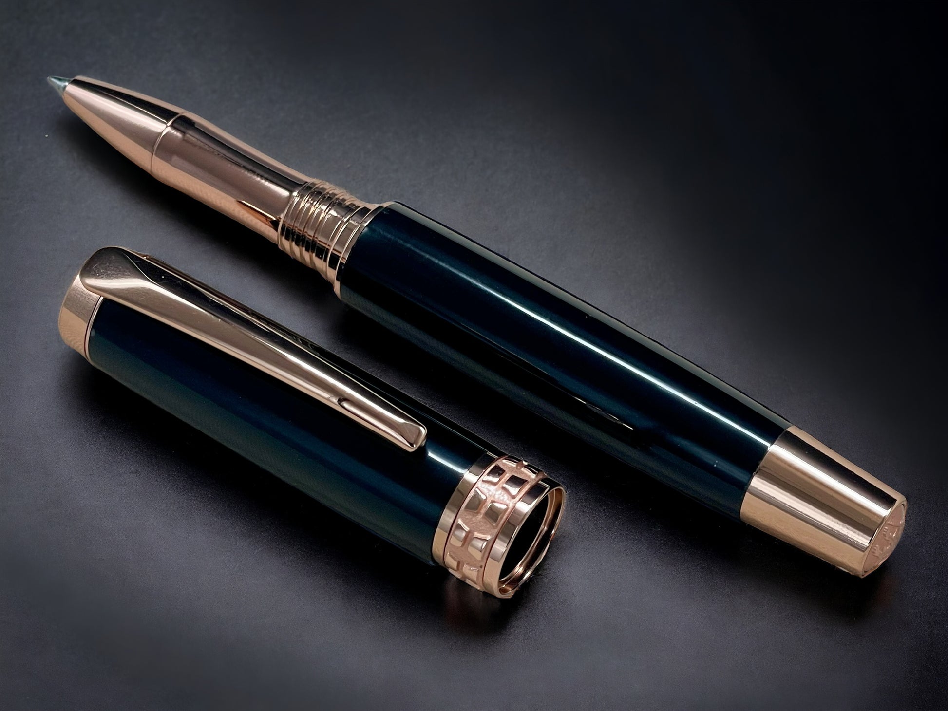 Exotic Gaboon Ebony, One of a Kind, Rose Gold, Handmade Rollerball Pen. Artisan Rare & Unique, Completely Handcrafted  in Co, USA. - HighlanderPen