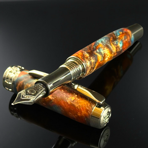 Dragon Skin | Black Titanium Fountain Pen | Handcrafted by Highlander