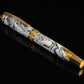 Ming Dynasty | Gold Fountain Pen | Blue, White & Gold Resin | Handcrafted by Highlander