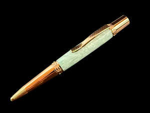 Handcrafted “Iridescent Green Pearl” Red Gold Ballpoint Pen