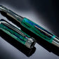 Green Stripe, One of a Kind “SKYE” Black Titanium Handmade Fountain Pen. Artisan Rare & Completely Custom, Handcrafted in Colorado, USA. - HighlanderPen