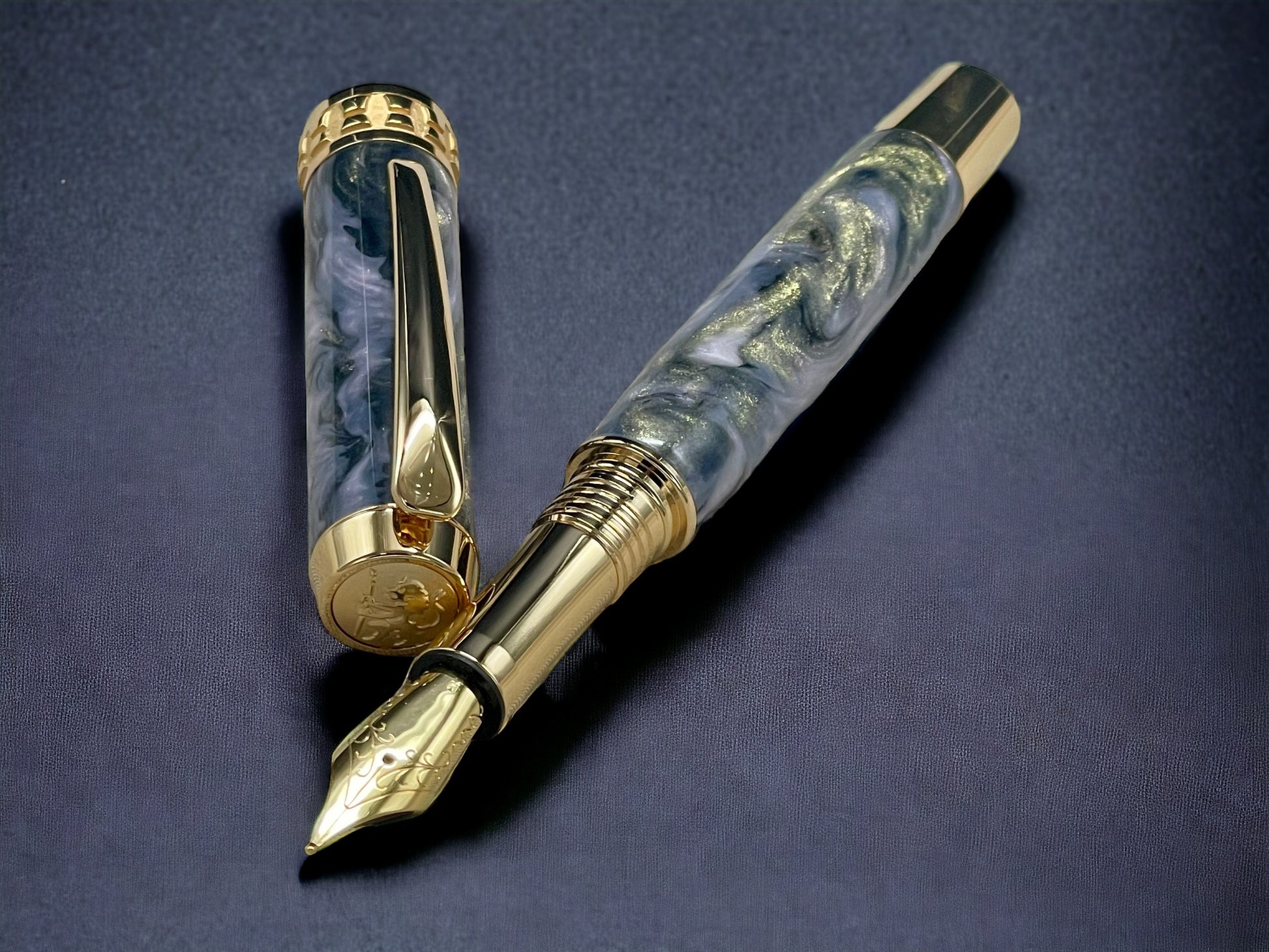 Lavender Swirl, One of a Kind, Handmade Custom Gold “SKYE” Fountain Pen. Artisan Rare & Unique, Completely Handcrafted  in Colorado, USA - HighlanderPen