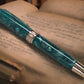 Elegant “Luminescent Green” Rose Gold Fountain Pen, Artisan Handcrafted Writing Instrument. Simple to Use. Handmade in CO w/ Custom Hardware. - HighlanderPen