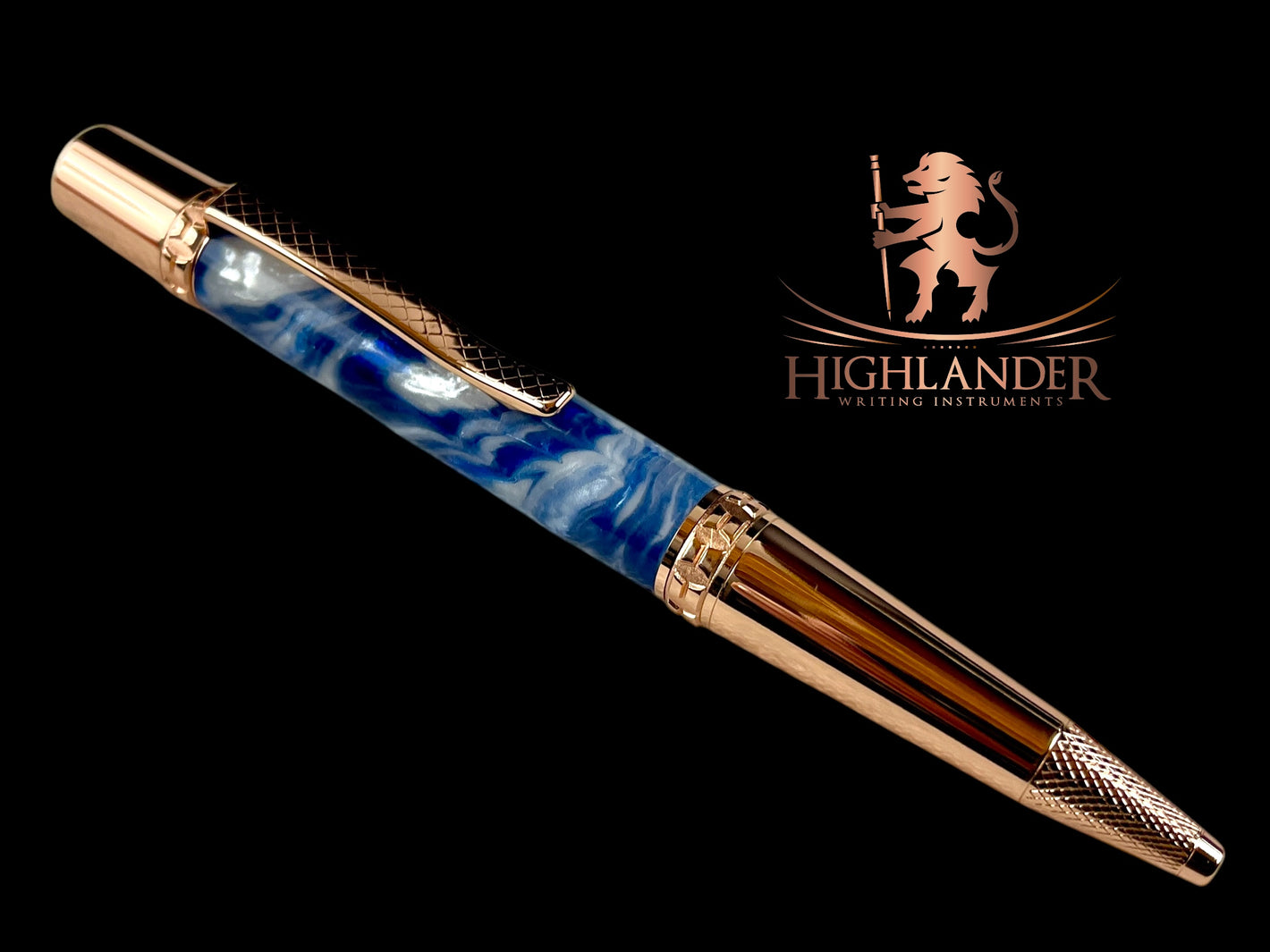 Rose Gold "Wintermint" Handmade Glasgow Ballpoint Pen. One of a Kind, Handcrafted by Highlander Pen in CO. Box, Ink, & Sleeve Included. [ML-BP-1202-02]