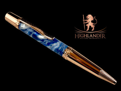 Rose Gold "Wintermint" Handmade Glasgow Ballpoint Pen. One of a Kind, Handcrafted by Highlander Pen in CO. Box, Ink, & Sleeve Included. [ML-BP-1202-02]