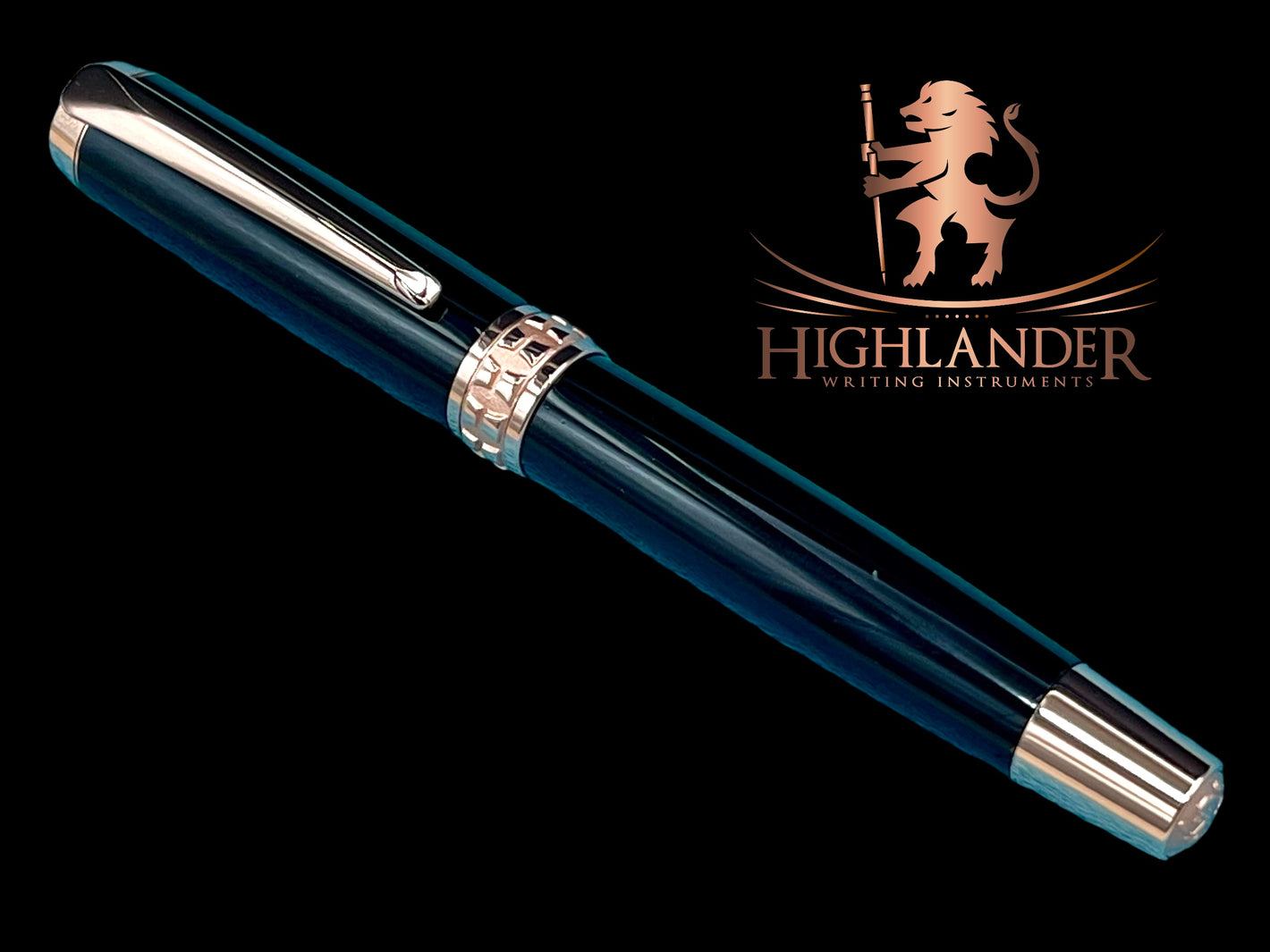 Exotic Gaboon Ebony Wood~Highlander Rose Gold Fountain Pen, One of a Kind, Handmade in Colorado. Ink, Converter, Pen Sleeve & Box Included. (ML-FP-0926-02) - HighlanderPen