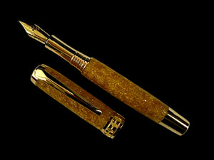 Apollo | Gold Resin Fountain Pen | Polished 24k Gold Trim | Handcrafted by Highlander