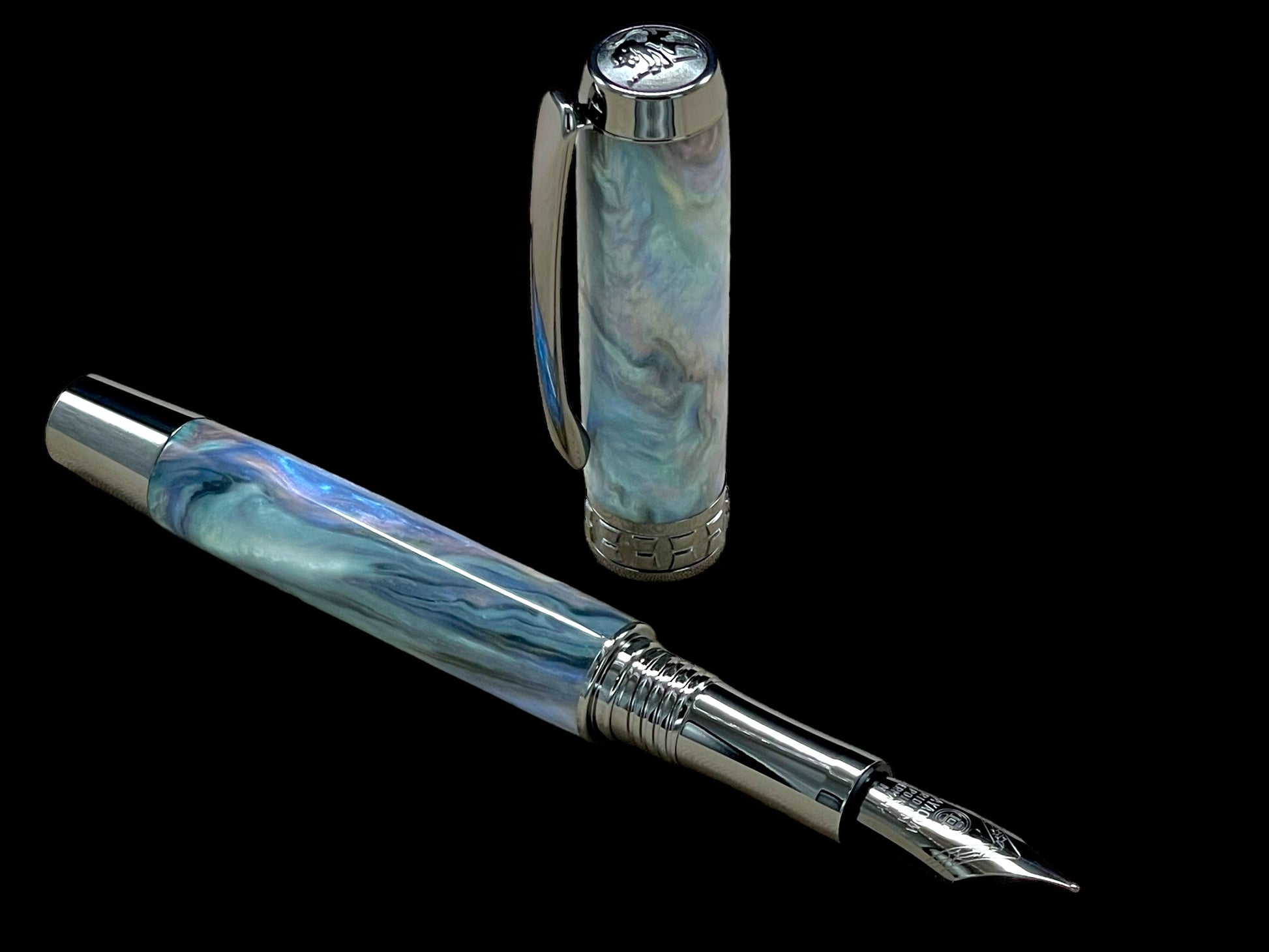 Handcrafted Luxury Black Titanium Fountain Pen, One of a Kind, Handmade in CO with Premium Hardware. Ink, Converter, Sleeve, & Box Included. - HighlanderPen