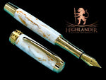 Elegant “Ivory and Gold” Handcrafted Luxury Gold Fountain Pen, One of a Kind, Handmade in Colorado. Ink, Converter, Sleeve, & Box Included. - HighlanderPen