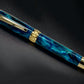 Gold Rollerball Pen, Artisan Handcrafted Writing Instrument. Handmade with Custom Hardware in Colorado. One of a Kind. “Deep Teal” - HighlanderPen