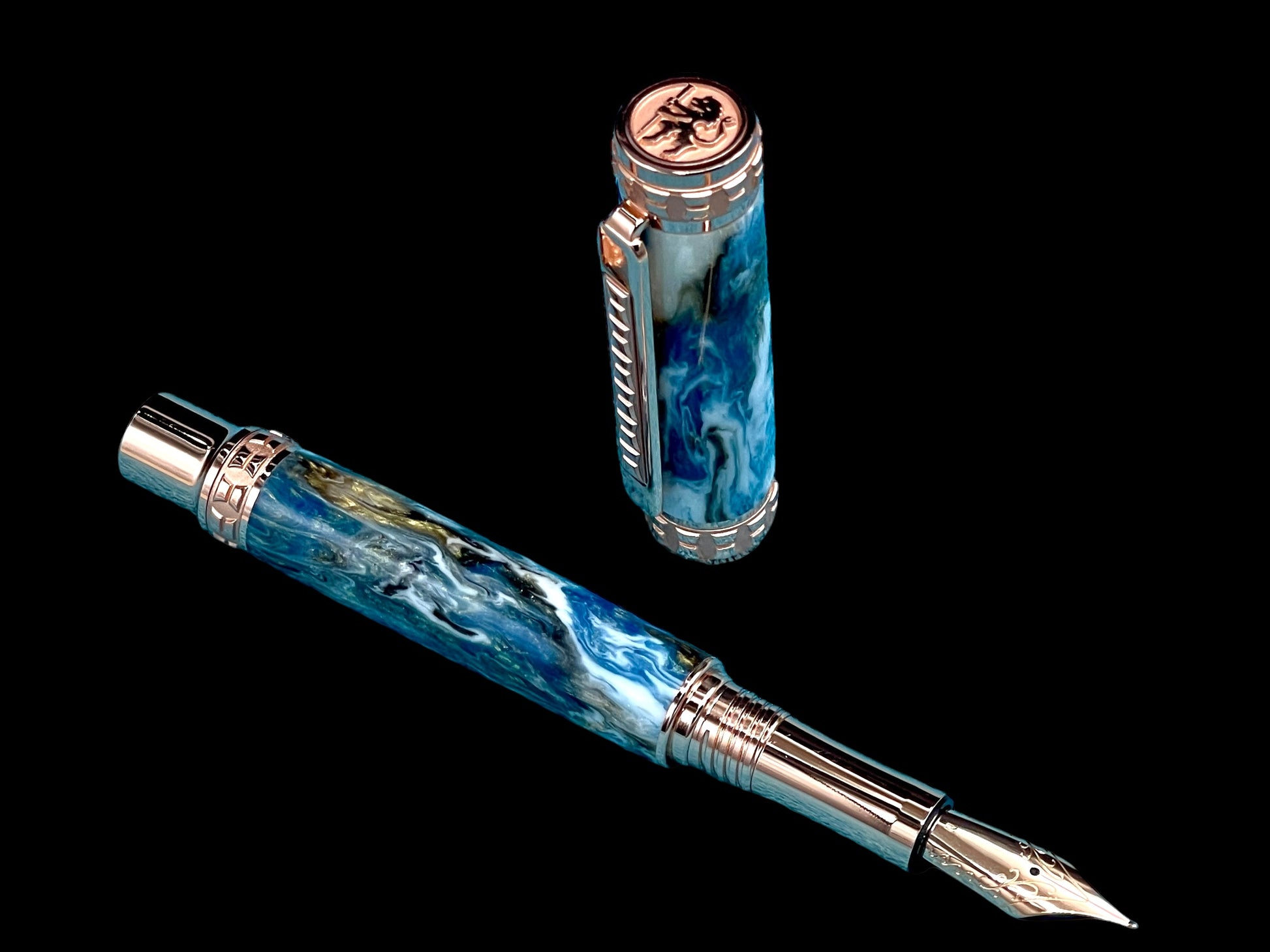 Highlander Edinburgh Luxury Rose Gold Fountain Pen, One of a Kind, Handcrafted in CO. Ink, Converter, Pen Sleeve, & Box Included. [ML-FP-1004-01] - HighlanderPen