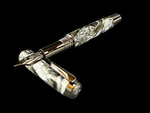 Smoky Quartz | Black Titanium Fountain Pen | Handmade by Highlander