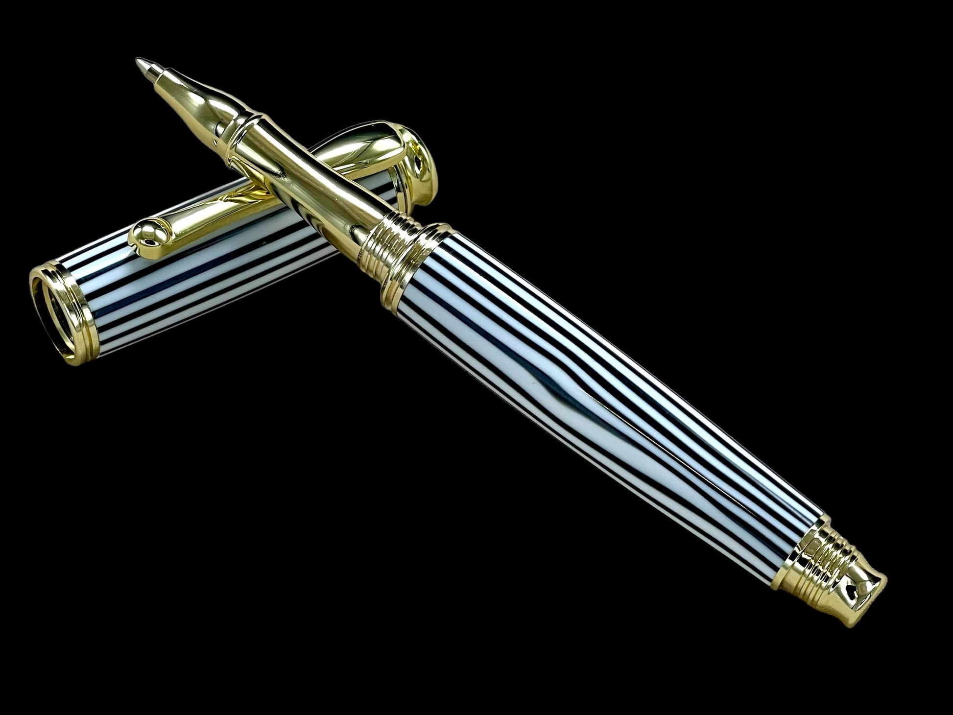 “Striking Stripes” Handmade Luxury Gold Rollerball Pen By Highlander Writing Instruments - HighlanderPen