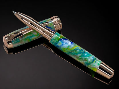 Priceless Vase, One of a Kind, Rose Gold, Handmade Custom Acrylic Rollerball Pen. Artisan Rare & Unique, Completely Handcrafted  in Co, US - HighlanderPen