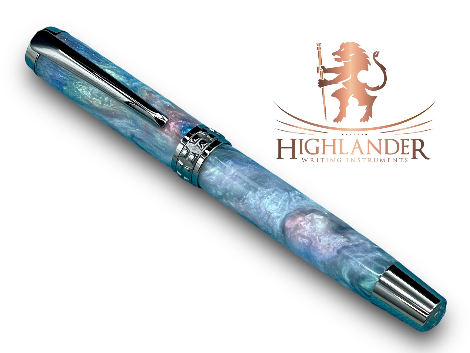 Elegant “Black Opal” Black Titanium Fountain Pen, Artisan Handcrafted Writing Instrument. Converter, Ink, Sleeve & Box Included. - HighlanderPen