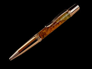 Exotic Amboyna Burl Wood Red Gold Ballpoint Pen [ML-BP-1220-01]
