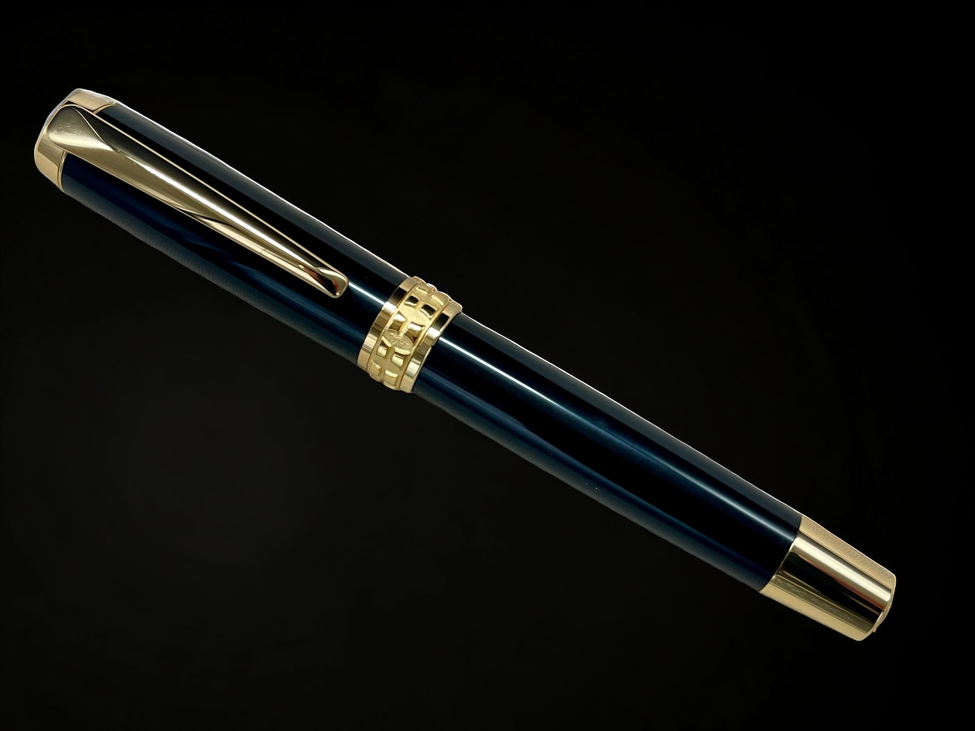 Exotic Gaboon Ebony Gold Rollerball Pen, Artisan Handcrafted Writing Instrument. Handmade Custom in Colorado. One of a Kind. - HighlanderPen