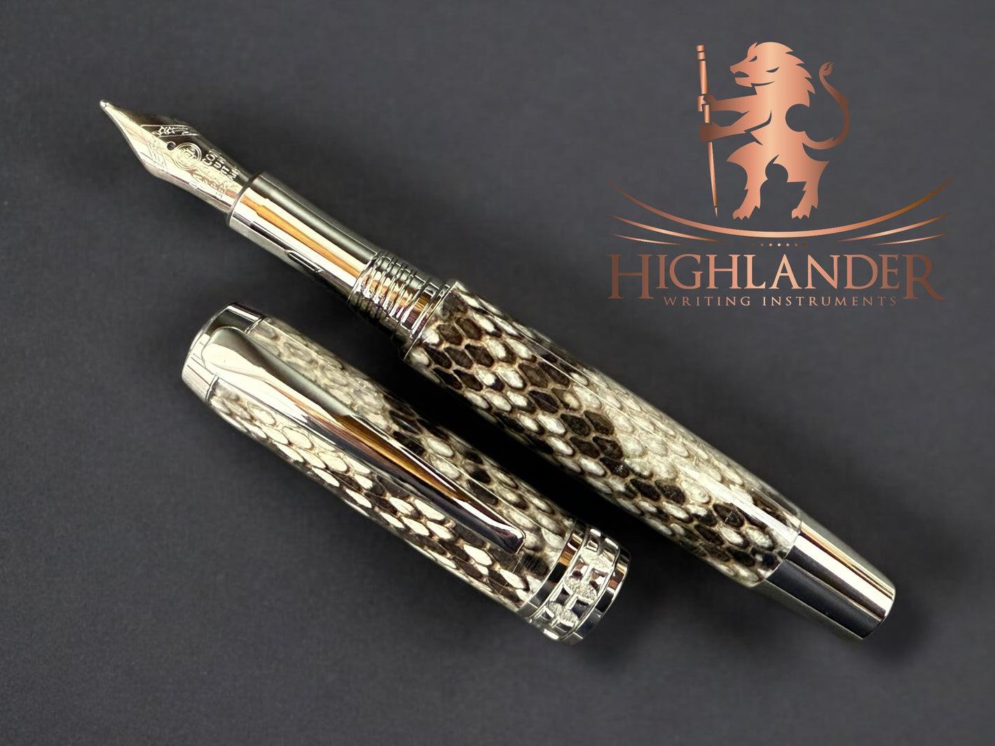 Reticulated Python Fountain Black Titanium Pen