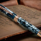 Elegant “Silver Pearl” Rose Gold Acrylic Rollerball Pen, Artisan Handcrafted Writing Instrument. Handmade Custom in Colorado. One of a Kind. - HighlanderPen