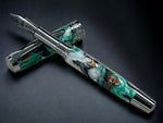 “Evergreen”, One of a Kind, Black Titanium “SKYE”, Handmade Acrylic Fountain Pen. Artisan Rare & Unique, Custom, Handcrafted in Colorado, USA. - HighlanderPen