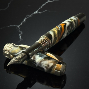 Handcrafted “Geode” | Black Titanium Fountain Pen by Highlander. Perfect for the Writing Enthusiast