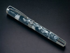 “Silver Grey” One of a Kind, Handmade Custom Black Titanium Rollerball Pen. Artisan Rare & Unique, Completely Handcrafted in Colorado, USA. - HighlanderPen