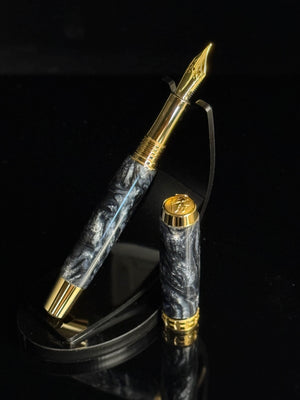 Bespoke “Obsidian” Handcrafted Luxury Gold Fountain Pen