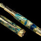 Gold Handmade Fountain Pen, Luxury, Acrylic, One of a Kind, Handmade in Colorado. Ink, Converter, Sleeve, & Box Included. [ML-FP-1010-02]