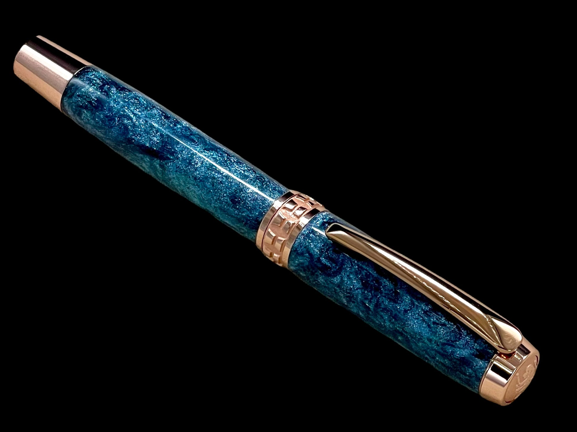 Handcrafted Luxury Rose Gold Fountain Pen, One of a Kind, Handmade in Colorado with Premium Hardware. Ink, Converter, Sleeve & Box Included. - HighlanderPen