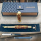 Striking “Blood Orange & Gold" Gold Rollerball Pen, Artisan Handcrafted Writing Instrument. Handmade Custom in Colorado. One of a Kind. - HighlanderPen