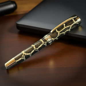 Authentic Burmese Python | Black Titanium Handmade Fountain Pen | Custom Designed By Highlander