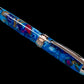 Striking “Blue Swirl” Acrylic Luxury Rose Gold Fountain Pen, One of a Kind, Handmade in Colorado. Ink, Converter, Pen Sleeve & Box Included. - HighlanderPen