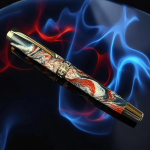 Handmade | Fire And Ice | Black Titanium Fountain Pen | Passion | Power