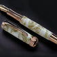 “Gold Marble”, One of a Kind, Rose Gold, Handmade Custom Acrylic Fountain Pen. Artisan Rare & Unique, Completely Handcrafted in Colorado, USA - HighlanderPen