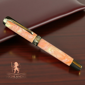 Handmade “Sunstone Opal” | Black Titanium  Fountain Pen | By Highlander Pen.