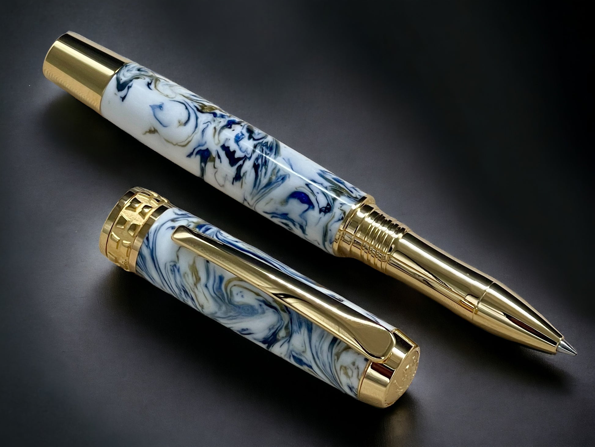 Ming Dynasty, One of a Kind Gold Highlander SKYE Handmade Custom Acrylic Rollerball Pen. Artisan Rare & Unique, Completely Handcrafted in CO - HighlanderPen