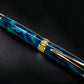 Gold Rollerball Pen, Artisan Handcrafted Writing Instrument. Handmade with Custom Hardware in Colorado. One of a Kind. “Deep Teal” - HighlanderPen