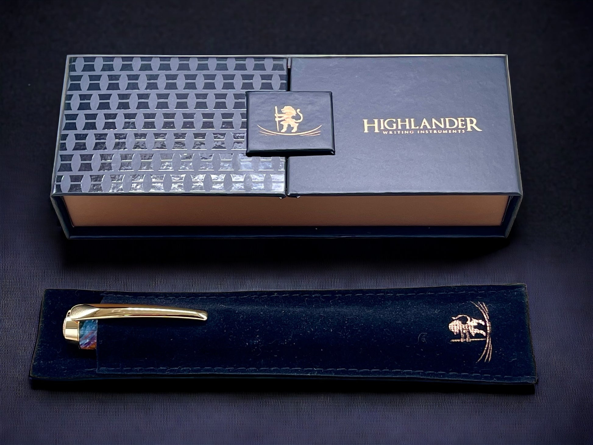 Gold Rollerball Pen, Artisan Handcrafted Writing Instrument. Handmade with Custom Hardware in Colorado. One of a Kind. “Color Explosion” - HighlanderPen