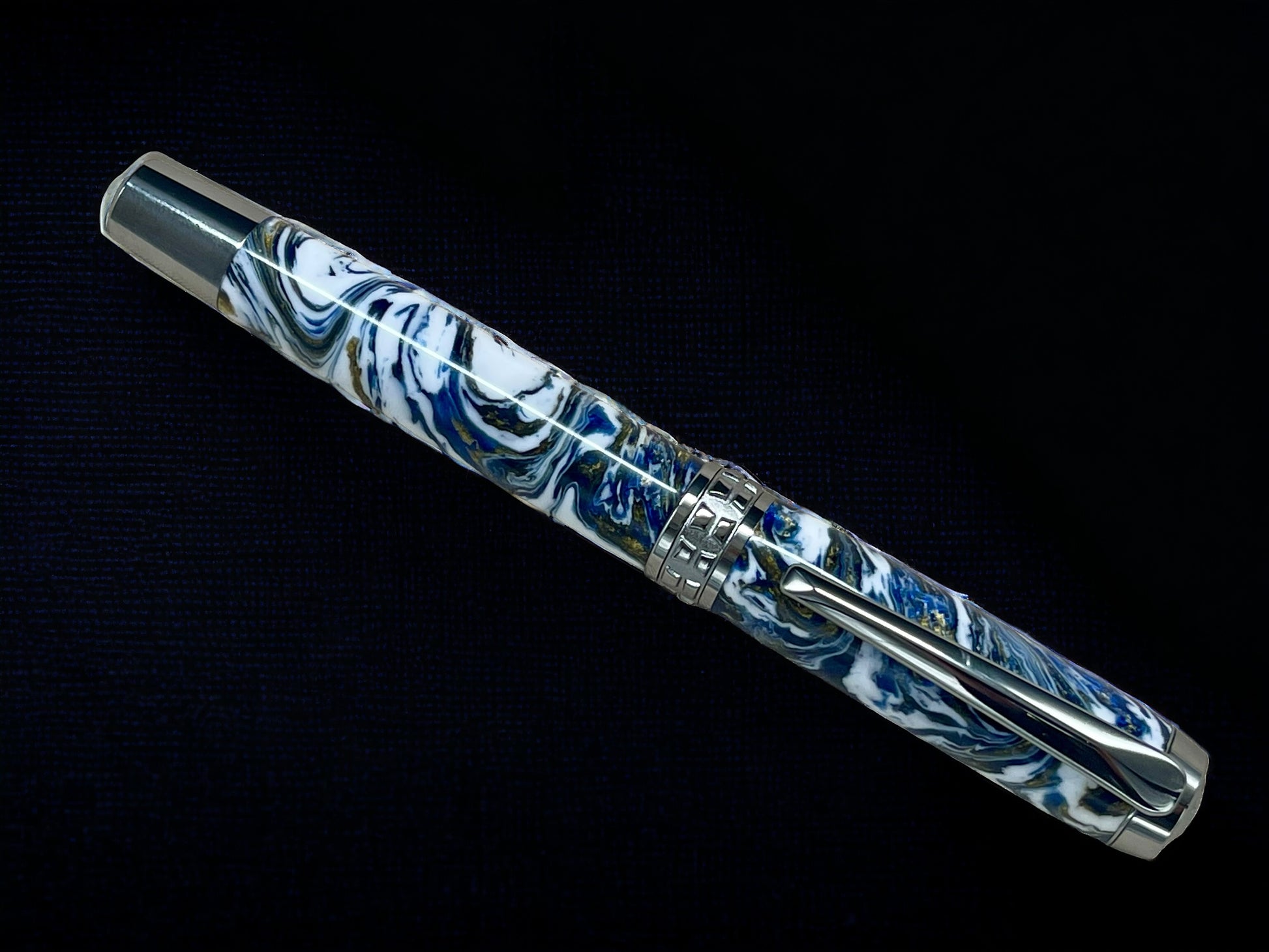 Ming Dynasty, One of a Kind, Handmade Custom Black Titanium Rollerball Pen. Artisan Rare & Unique, Completely Handcrafted in Colorado, USA. - HighlanderPen